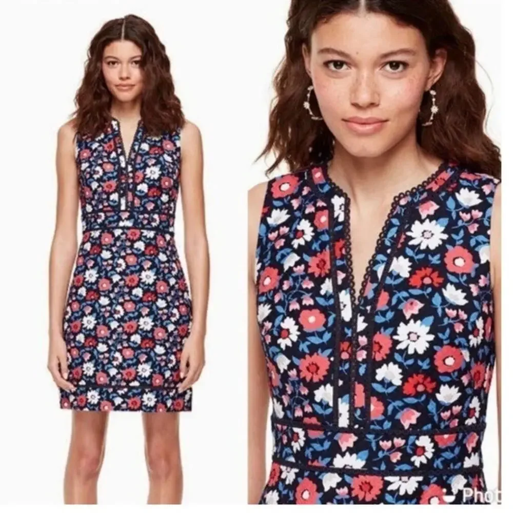 Kate Spade Womens 0 New York Shore Thing Daisy Jacquard Sheath Dress Party